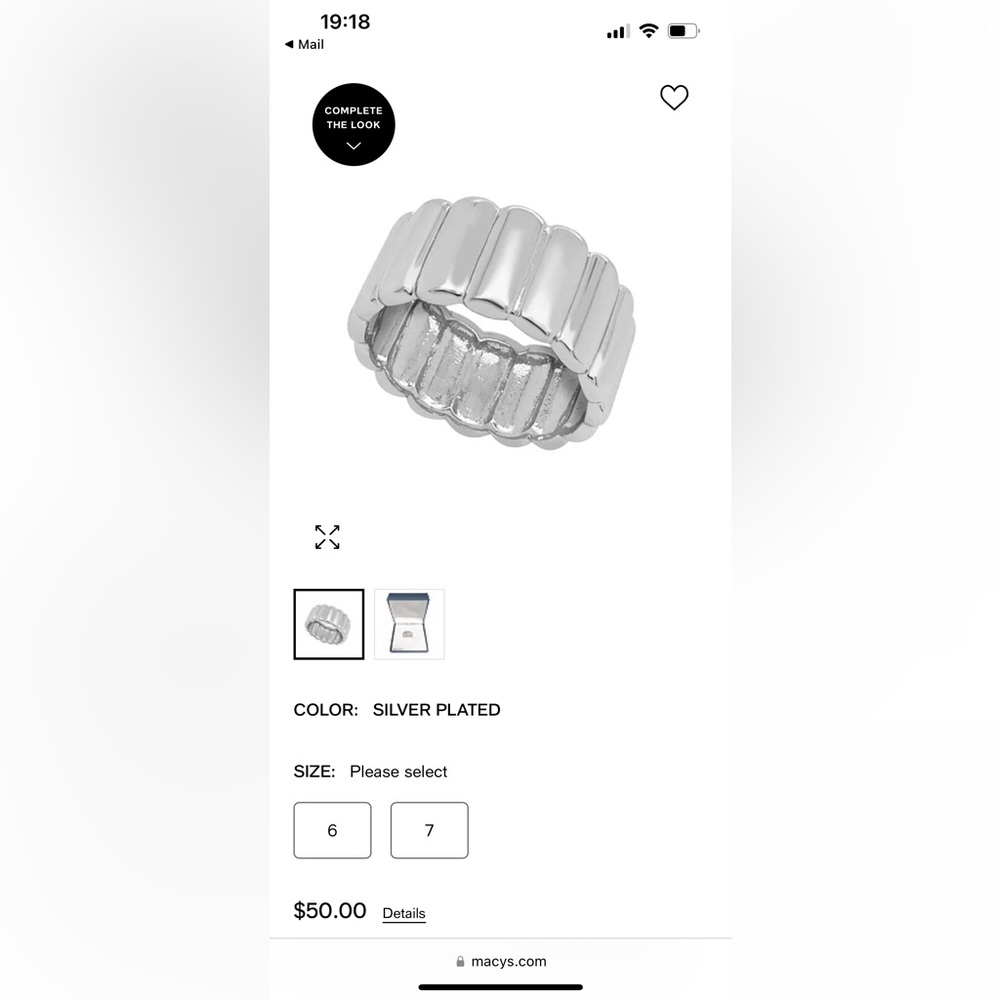 Silver ring size 6